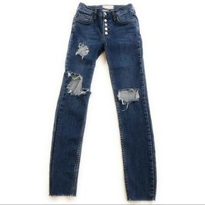 Free People Ultra Skinny Distressed Jeans, Size 24